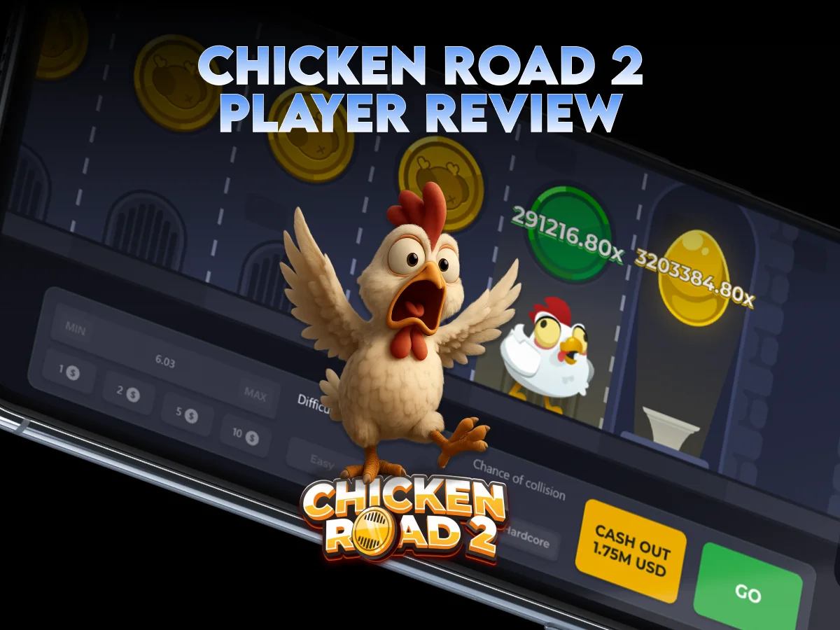 Chicken Road 2 player review with the game interface showing coins, cash-out option, and the character in action.